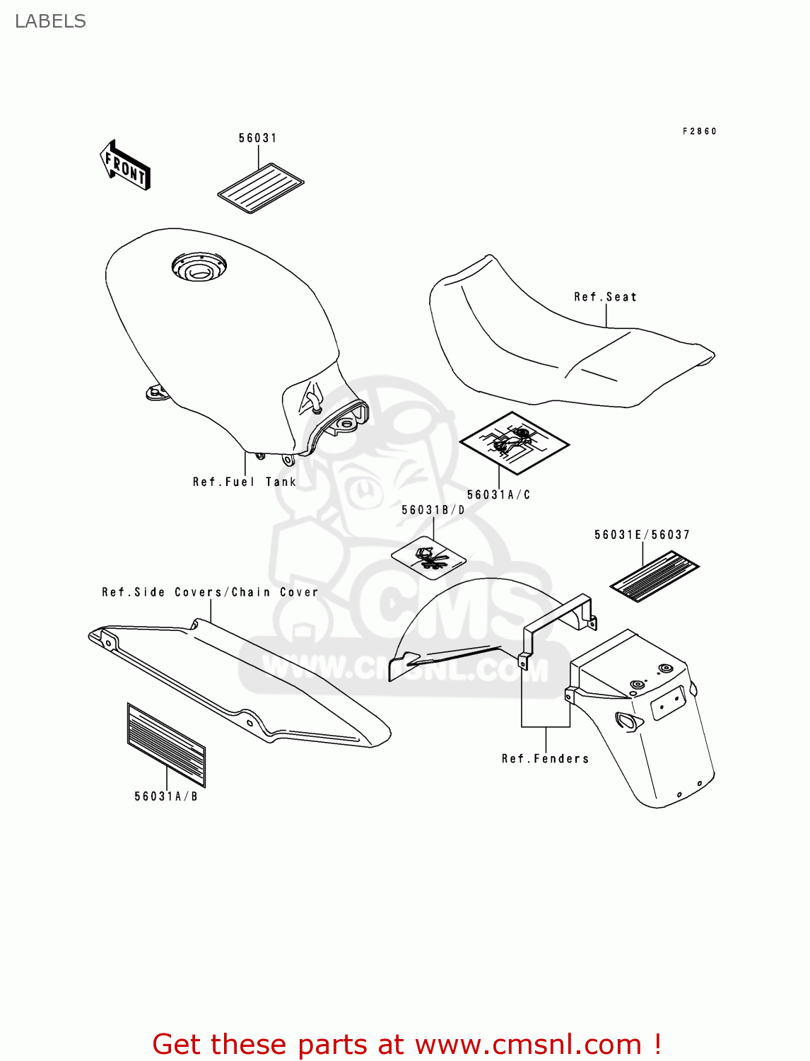 LABELS EX500E1 GPZ500S 1994 EUROPE FR NL FG GR IT NR SP