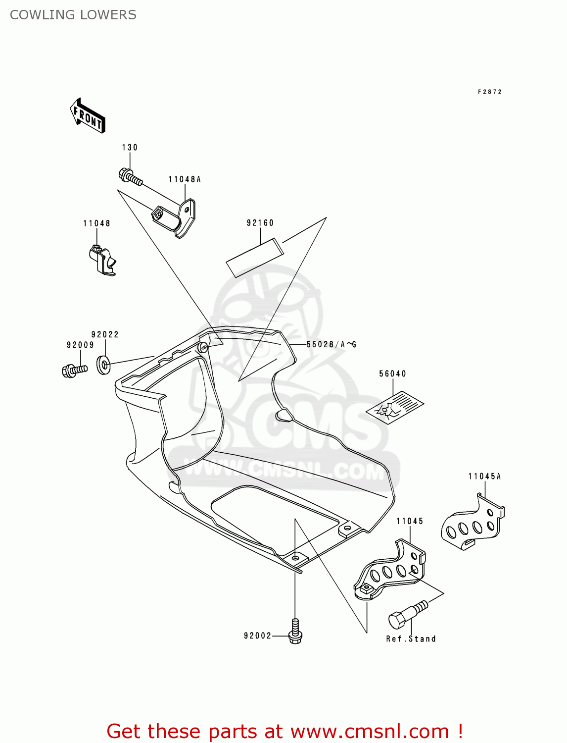 COWLING LOWERS EX500E1 GPZ500S 1994 EUROPE FR NL FG GR IT NR SP