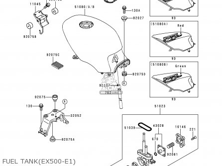 FUEL TANK(EX500-E1) - EX500E1 GPZ500S 1994 EUROPE FR NL FG GR IT NR SP