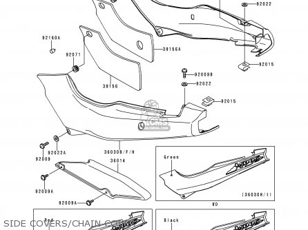 SIDE COVERS/CHAIN COVER - EX500E1 GPZ500S 1994 EUROPE FR NL FG GR IT NR SP