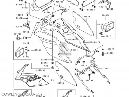 COWLING(EX500-E1) - EX500E1 GPZ500S 1994 EUROPE FR NL FG GR IT NR SP