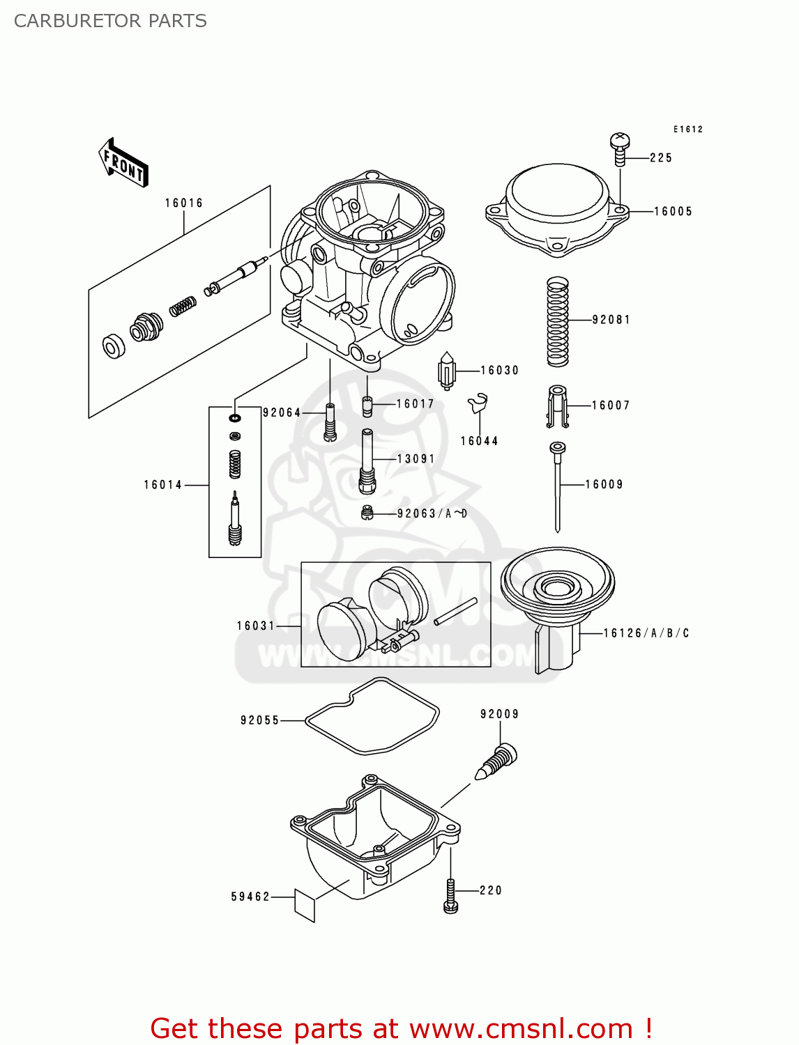 CARBURETOR PARTS EX500E2 GPZ500S 1995 EUROPE FR NL FG GR IT NR SP
