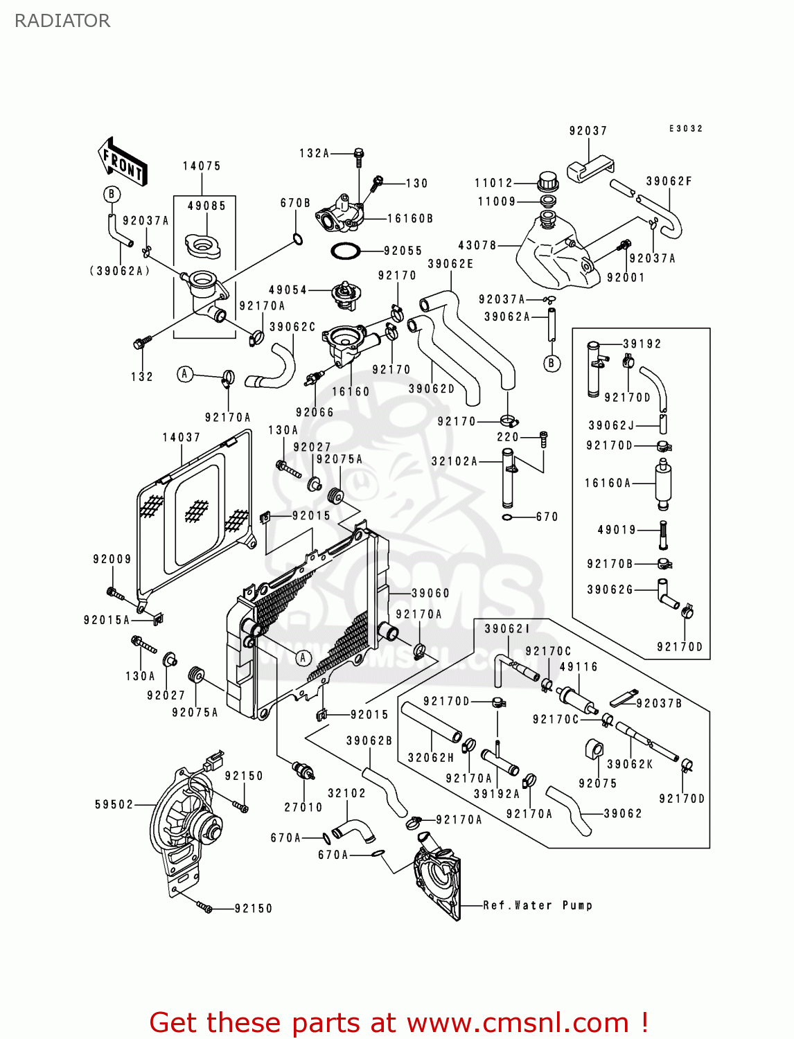 RADIATOR EX500E2 GPZ500S 1995 EUROPE FR NL FG GR IT NR SP