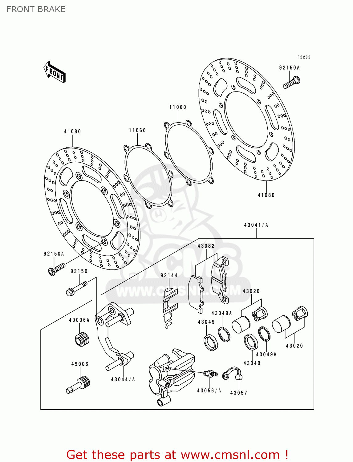 FRONT BRAKE EX500E2 GPZ500S 1995 EUROPE FR NL FG GR IT NR SP