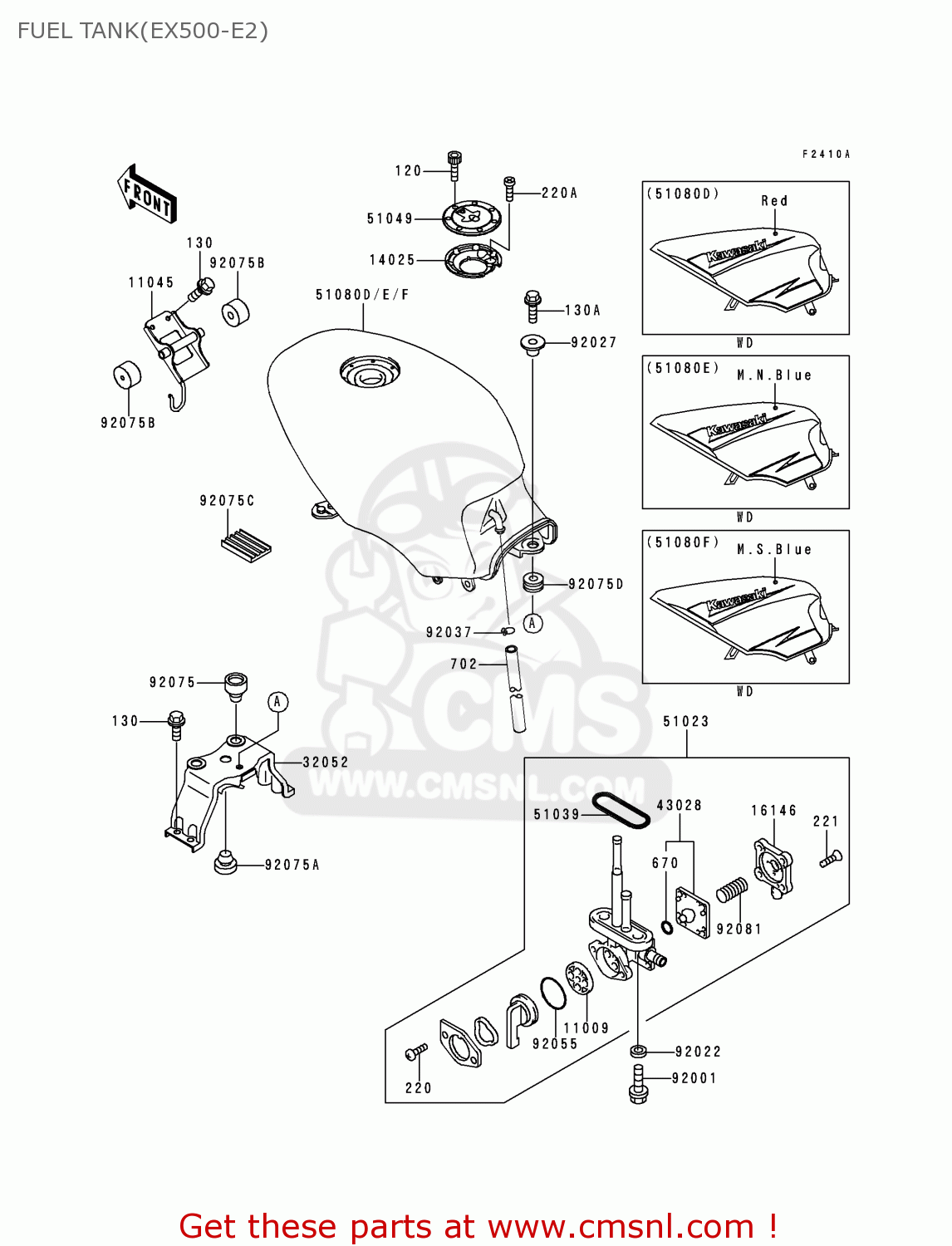 FUEL TANK(EX500-E2) EX500E2 GPZ500S 1995 EUROPE FR NL FG GR IT NR SP