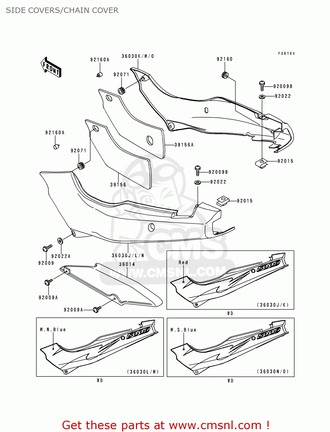 SIDE COVERS/CHAIN COVER EX500E2 GPZ500S 1995 EUROPE FR NL FG GR IT NR SP