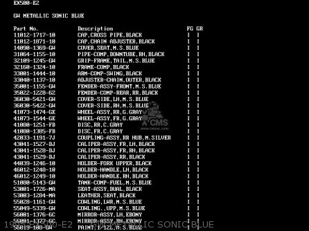 1995 EX500-E2     GW METALLIC SONIC BLUE - EX500E2 GPZ500S 1995 EUROPE FR NL FG GR IT NR SP