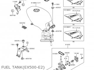 FUEL TANK(EX500-E2) - EX500E2 GPZ500S 1995 EUROPE FR NL FG GR IT NR SP