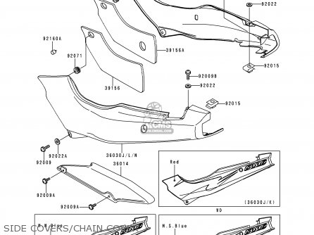 SIDE COVERS/CHAIN COVER - EX500E2 GPZ500S 1995 EUROPE FR NL FG GR IT NR SP