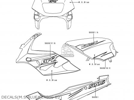 DECALS(M.S.BLUE)(EX500-E2) - EX500E2 GPZ500S 1995 EUROPE FR NL FG GR IT NR SP