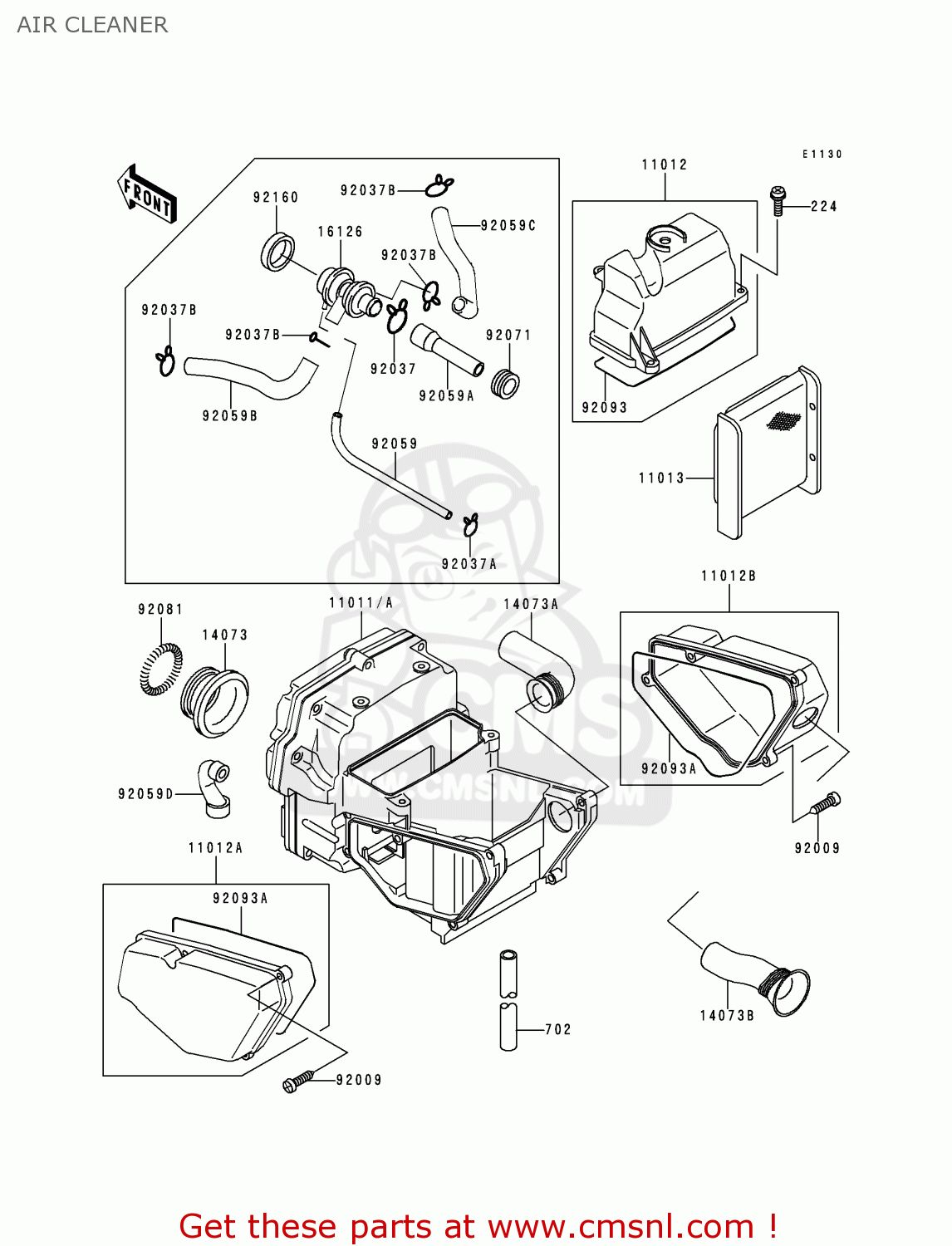 AIR CLEANER EX500E3 GPZ500S 1996 EUROPE FR NL FG GR NR SP