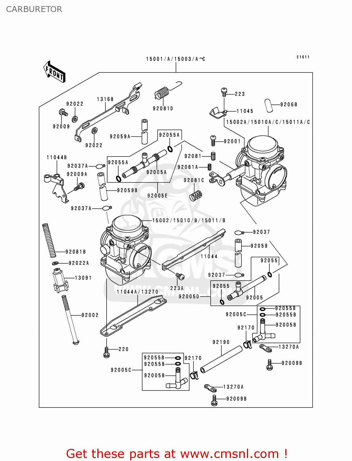 CARBURETOR EX500E3 GPZ500S 1996 EUROPE FR NL FG GR NR SP