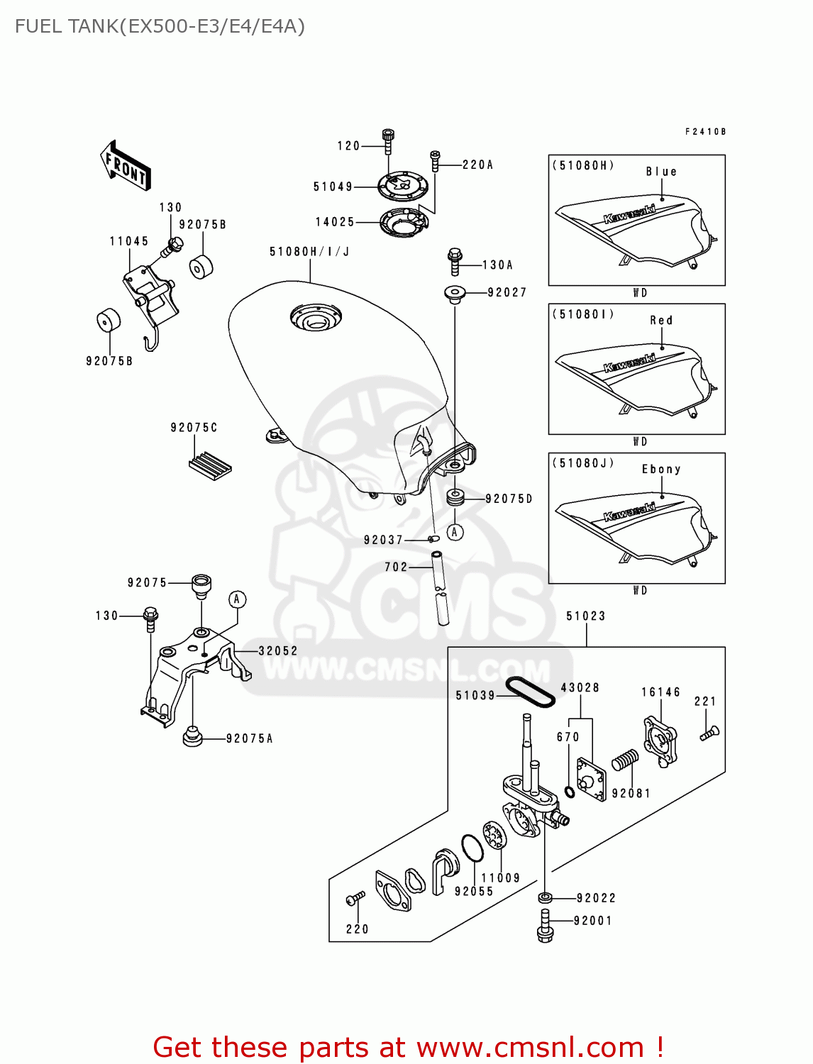 FUEL TANK(EX500-E3/E4/E4A) EX500E3 GPZ500S 1996 EUROPE FR NL FG GR NR SP