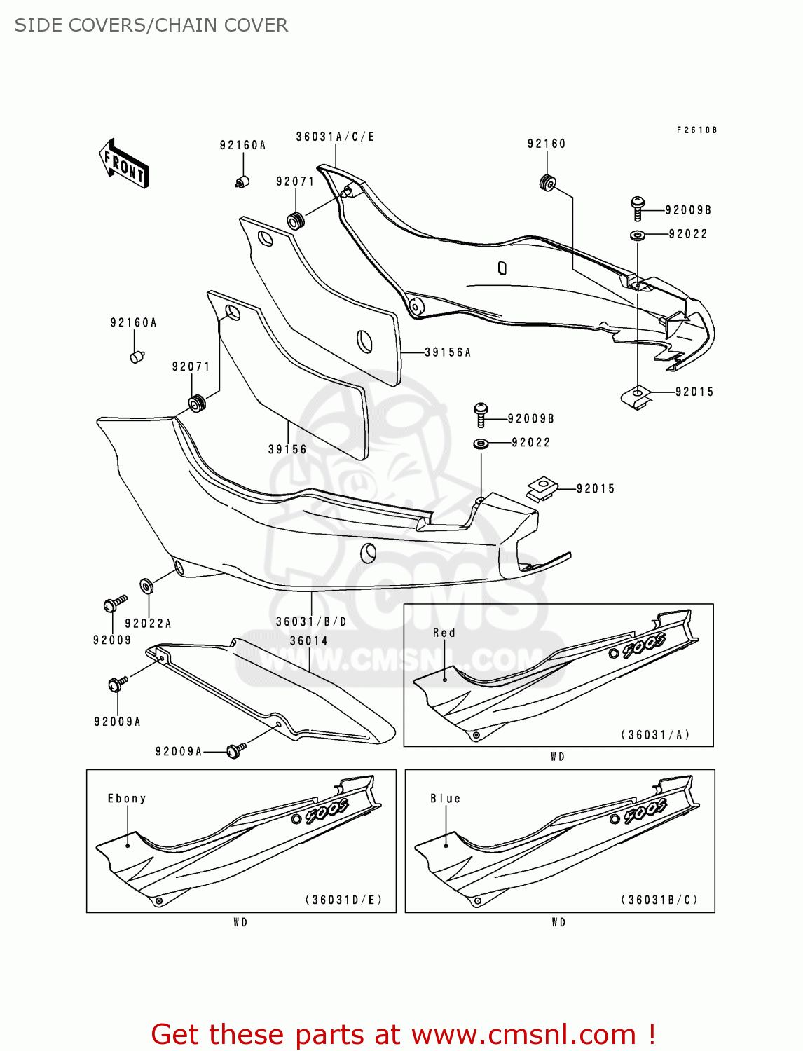 SIDE COVERS/CHAIN COVER EX500E3 GPZ500S 1996 EUROPE FR NL FG GR NR SP