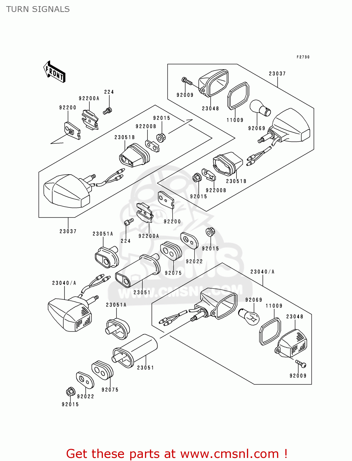 TURN SIGNALS EX500E3 GPZ500S 1996 EUROPE FR NL FG GR NR SP