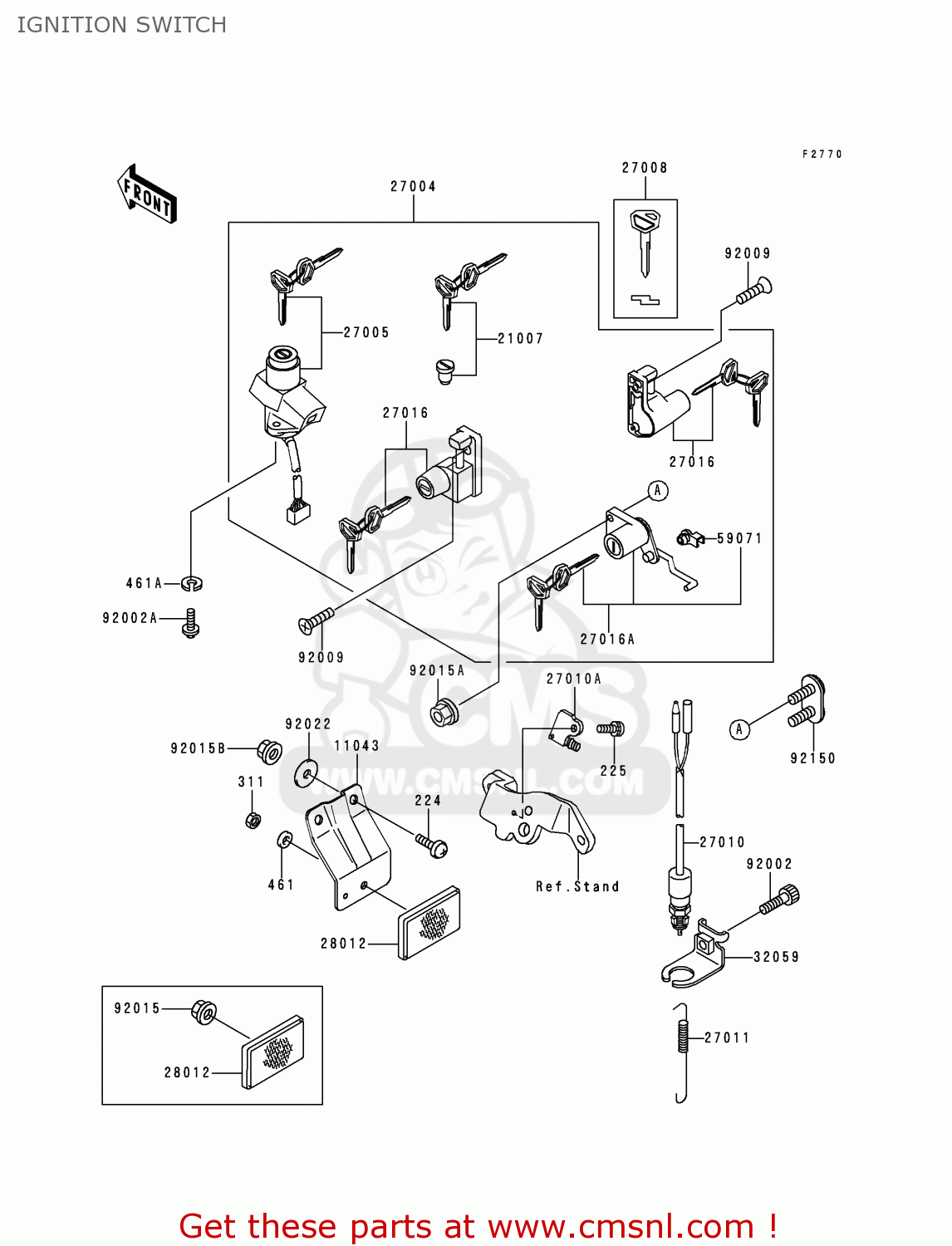 IGNITION SWITCH EX500E3 GPZ500S 1996 EUROPE FR NL FG GR NR SP