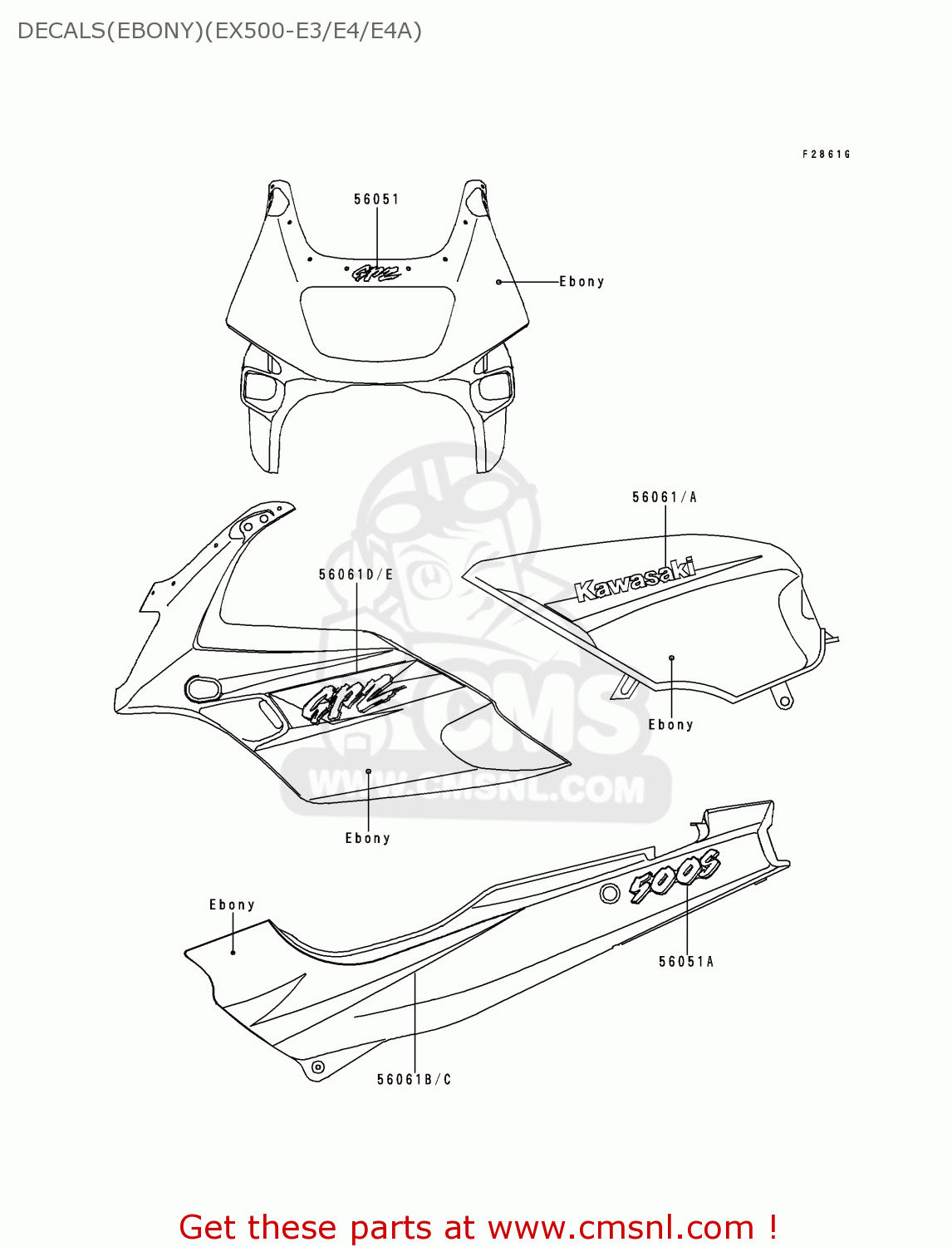 DECALS(EBONY)(EX500-E3/E4/E4A) EX500E3 GPZ500S 1996 EUROPE FR NL FG GR NR SP
