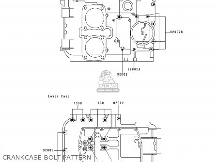 CRANKCASE BOLT PATTERN - EX500E3 GPZ500S 1996 EUROPE FR NL FG GR NR SP