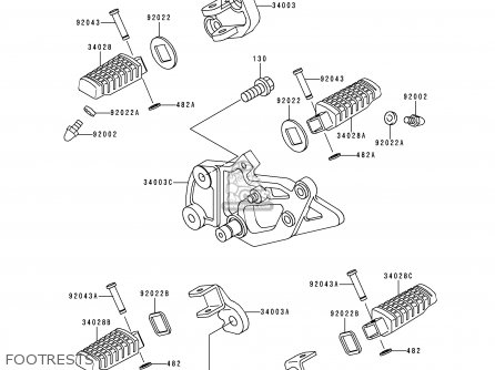 FOOTRESTS - EX500E3 GPZ500S 1996 EUROPE FR NL FG GR NR SP