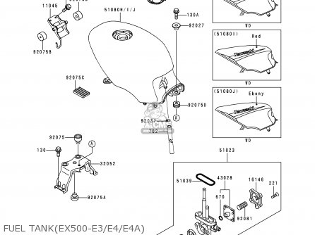 FUEL TANK(EX500-E3/E4/E4A) - EX500E3 GPZ500S 1996 EUROPE FR NL FG GR NR SP