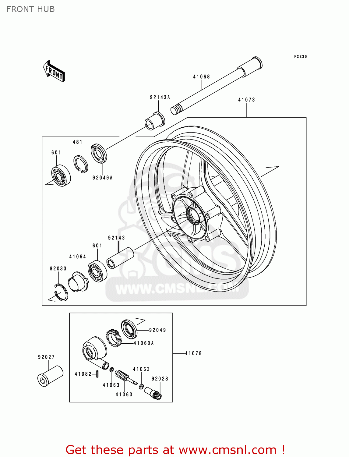 FRONT HUB EX500E4 GPZ500S 1997 NETHERLANDS FG IT