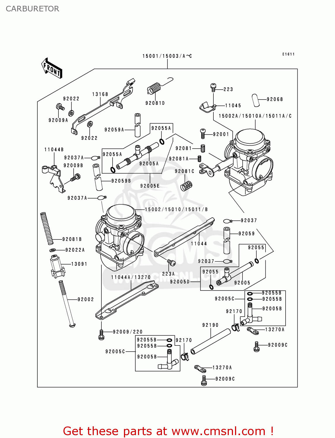 CARBURETOR EX500E5 GPZ500S 1998 EUROPE FR NL AR FG GR IT NR