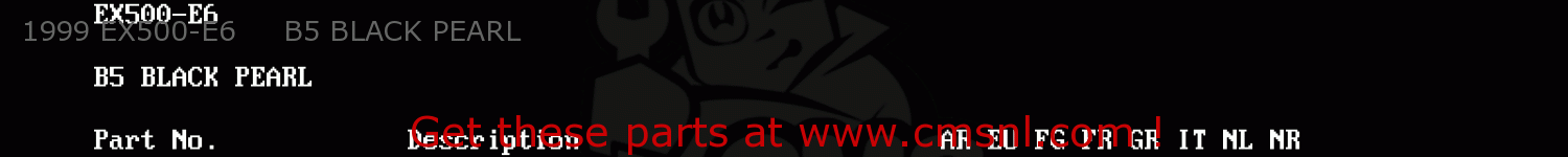 1999 EX500-E6     B5 BLACK PEARL EX500E5 GPZ500S 1998 EUROPE FR NL AR FG GR IT NR