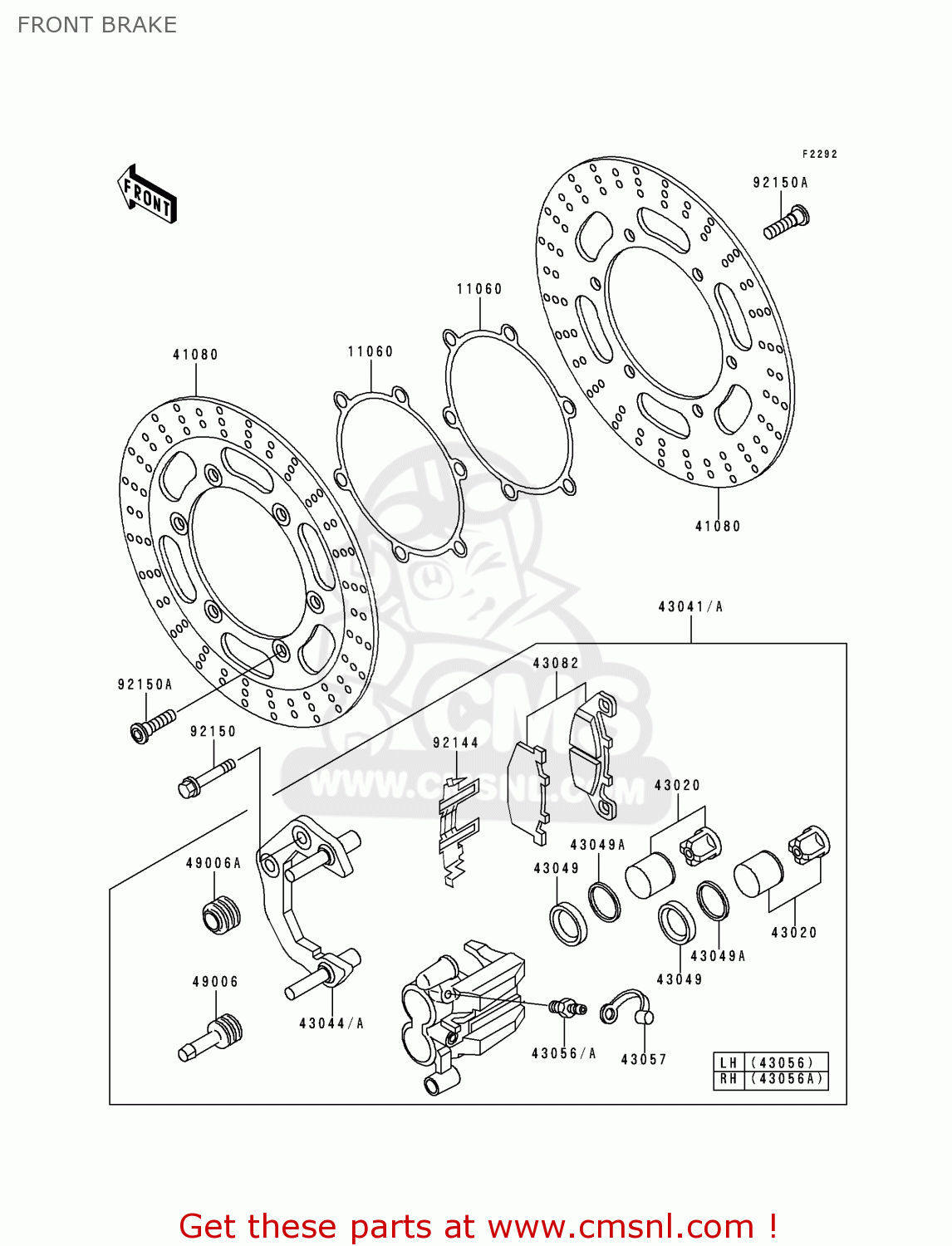 FRONT BRAKE EX500E5 GPZ500S 1998 EUROPE FR NL AR FG GR IT NR