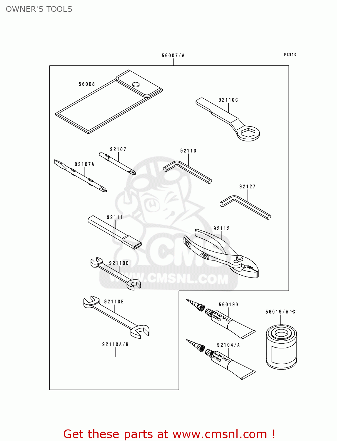 OWNER'S TOOLS EX500E5 GPZ500S 1998 EUROPE FR NL AR FG GR IT NR