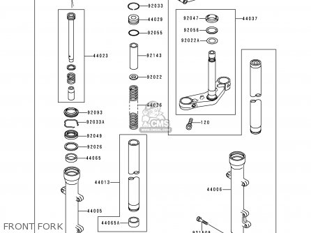 FRONT FORK - EX500E5 GPZ500S 1998 EUROPE FR NL AR FG GR IT NR