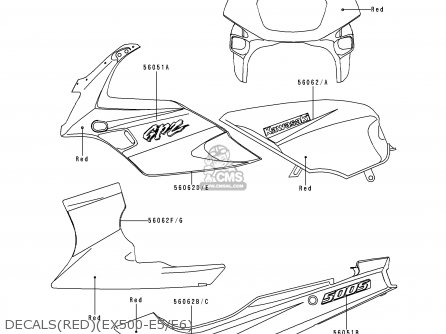 DECALS(RED)(EX500-E5/E6) - EX500E5 GPZ500S 1998 EUROPE FR NL AR FG GR IT NR