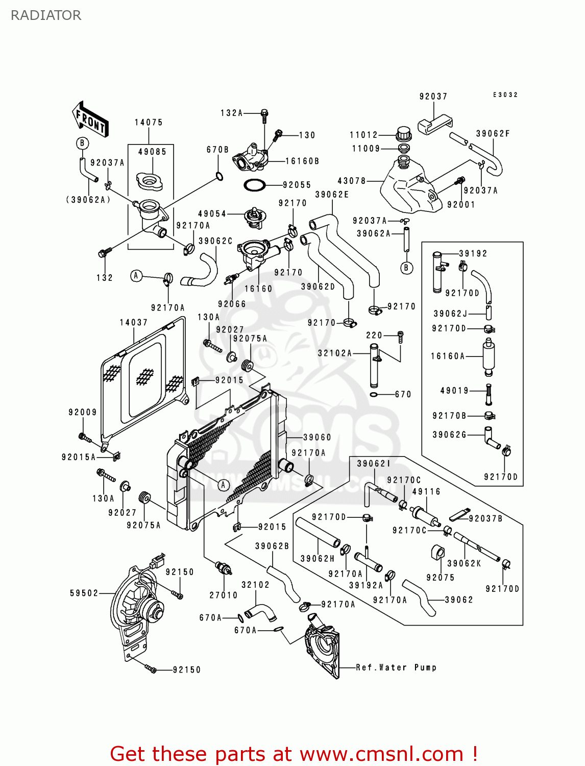 RADIATOR EX500E6 GPZ500S 1999 EUROPE FR NL AR FG GR IT NR