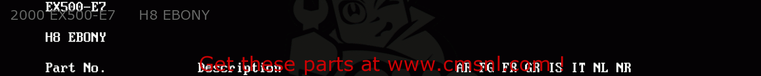 2000 EX500-E7     H8 EBONY EX500E6 GPZ500S 1999 EUROPE FR NL AR FG GR IT NR