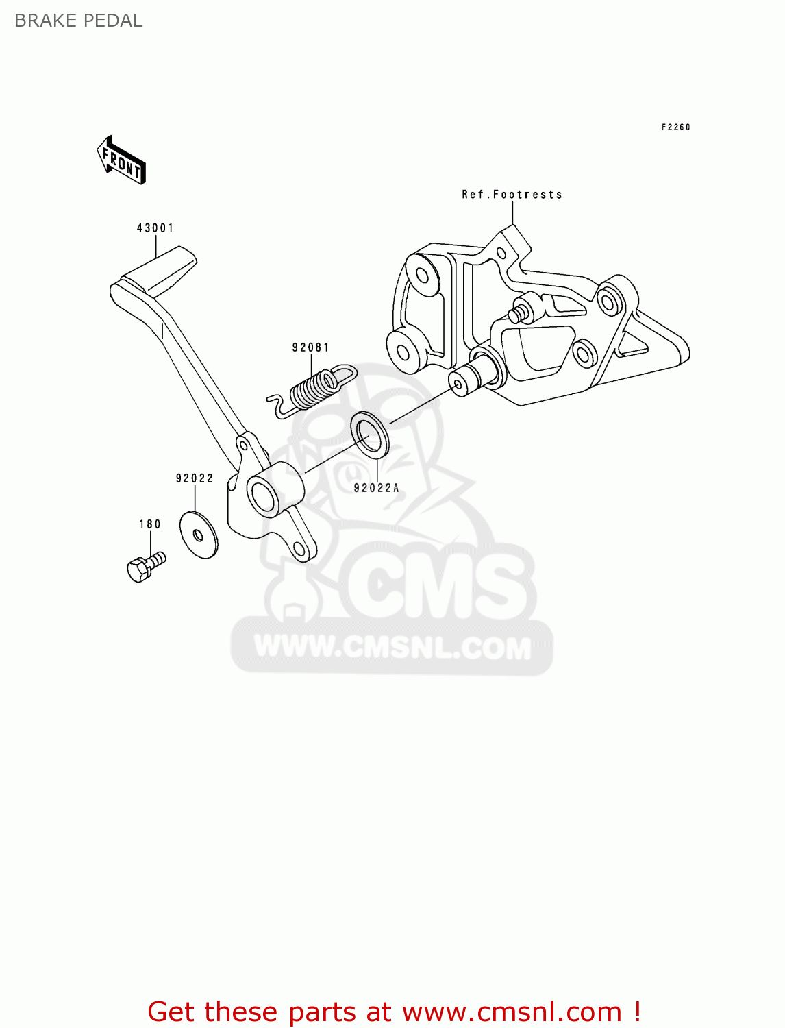 BRAKE PEDAL EX500E6 GPZ500S 1999 EUROPE FR NL AR FG GR IT NR