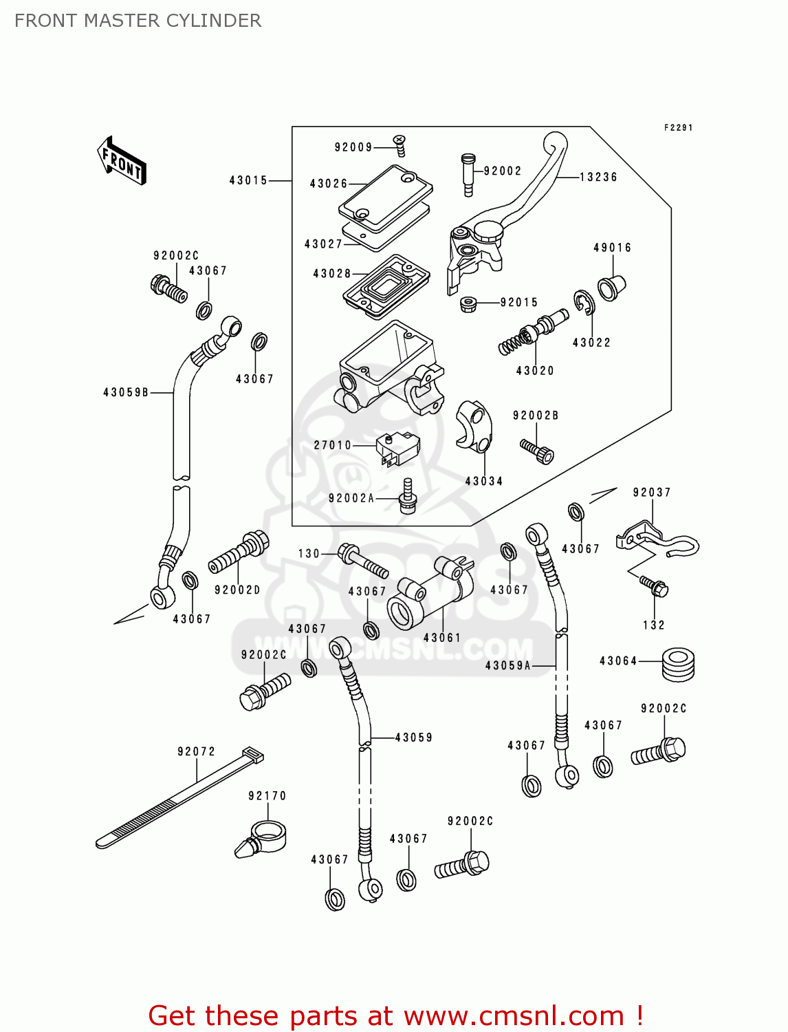 FRONT MASTER CYLINDER EX500E6 GPZ500S 1999 EUROPE FR NL AR FG GR IT NR