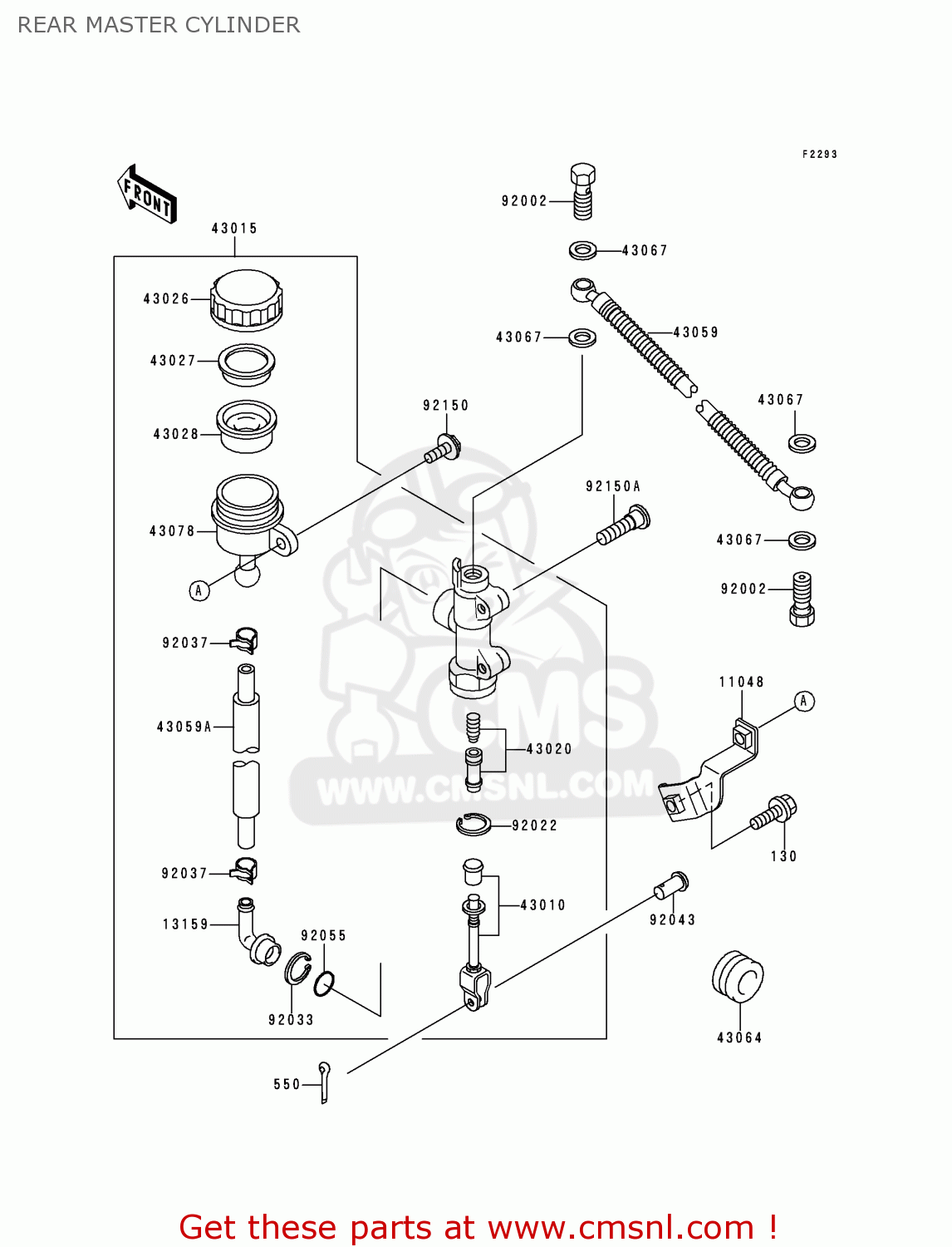 REAR MASTER CYLINDER EX500E6 GPZ500S 1999 EUROPE FR NL AR FG GR IT NR