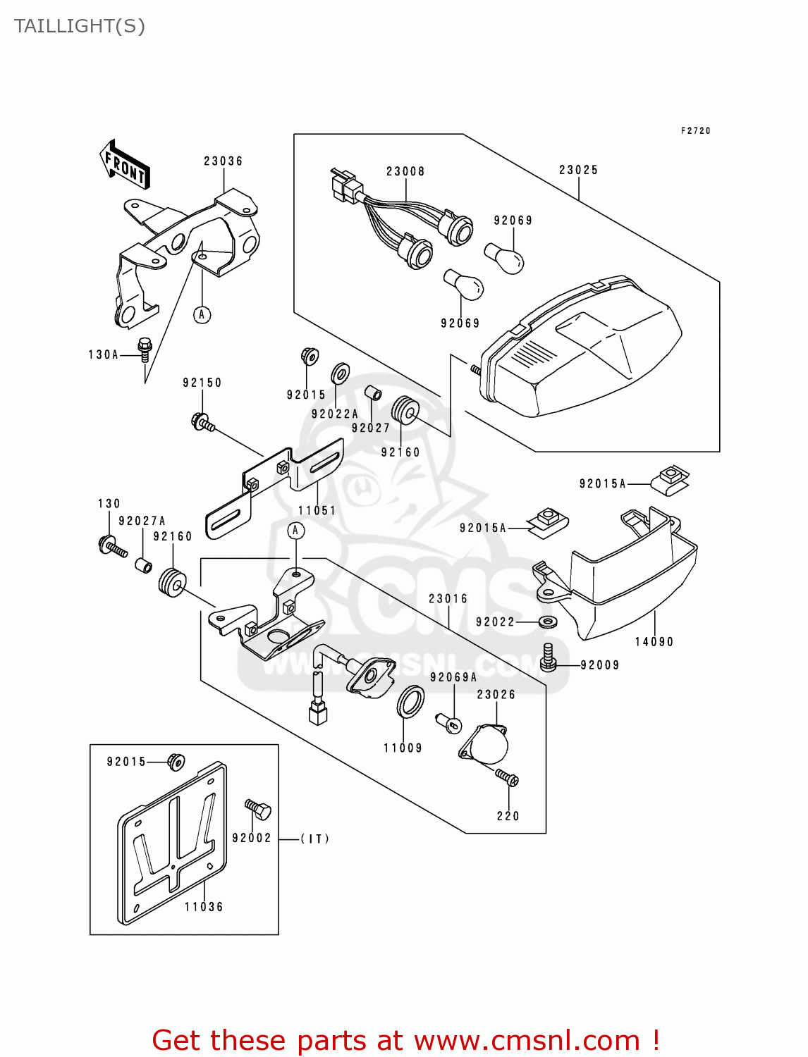 TAILLIGHT(S) EX500E6 GPZ500S 1999 EUROPE FR NL AR FG GR IT NR