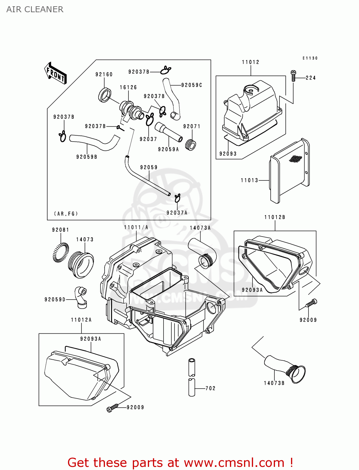 AIR CLEANER EX500E7 GPZ500S 2000 FRANCE NL AR FG GR IS IT NR