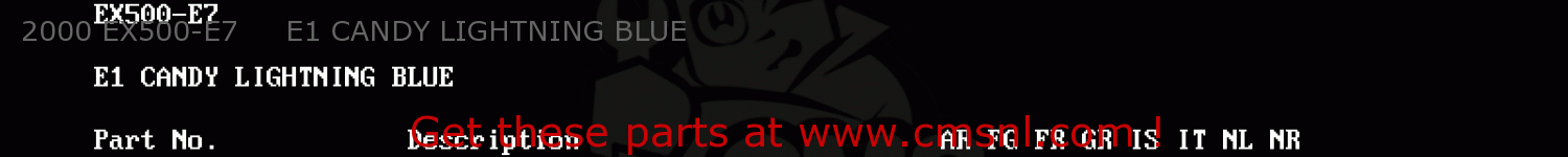 2000 EX500-E7     E1 CANDY LIGHTNING BLUE EX500E7 GPZ500S 2000 FRANCE NL AR FG GR IS IT NR