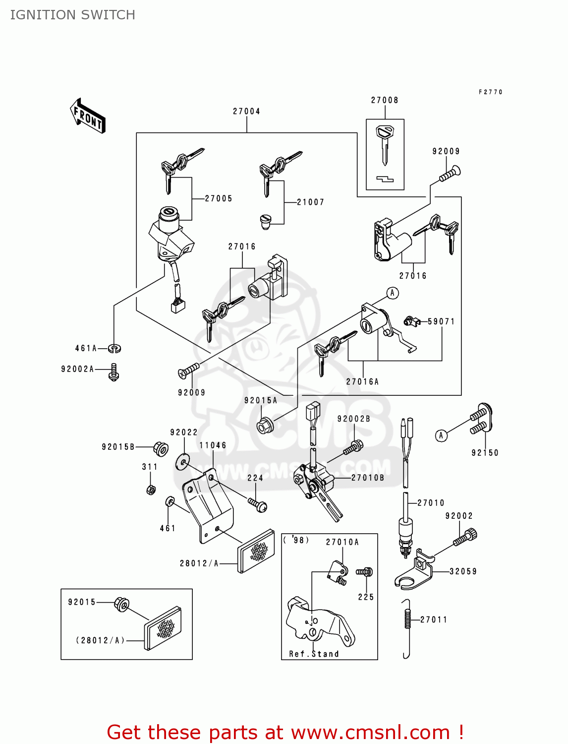 IGNITION SWITCH EX500E7 GPZ500S 2000 FRANCE NL AR FG GR IS IT NR