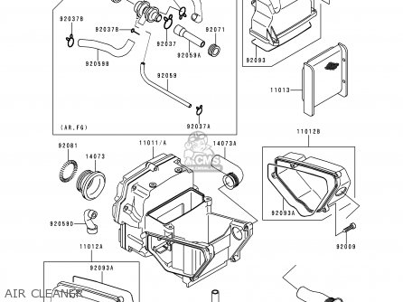 AIR CLEANER - EX500E7 GPZ500S 2000 FRANCE NL AR FG GR IS IT NR