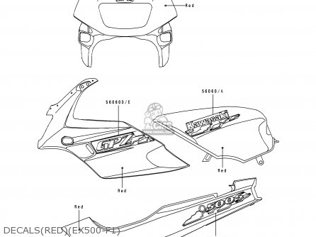 DECALS(RED)(EX500-F1) - EX500F1 GPZ500S 1994 AUSTRIA