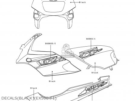 DECALS(BLACK)(EX500-F1) - EX500F1 GPZ500S 1994 AUSTRIA