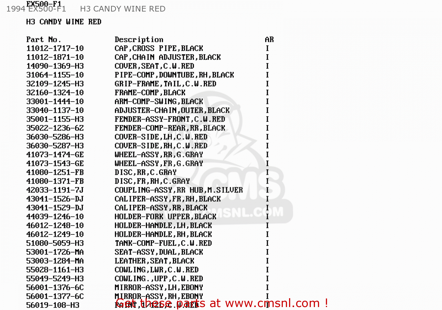 1994 EX500-F1     H3 CANDY WINE RED EX500F2 GPZ500S 1995 AUSTRIA