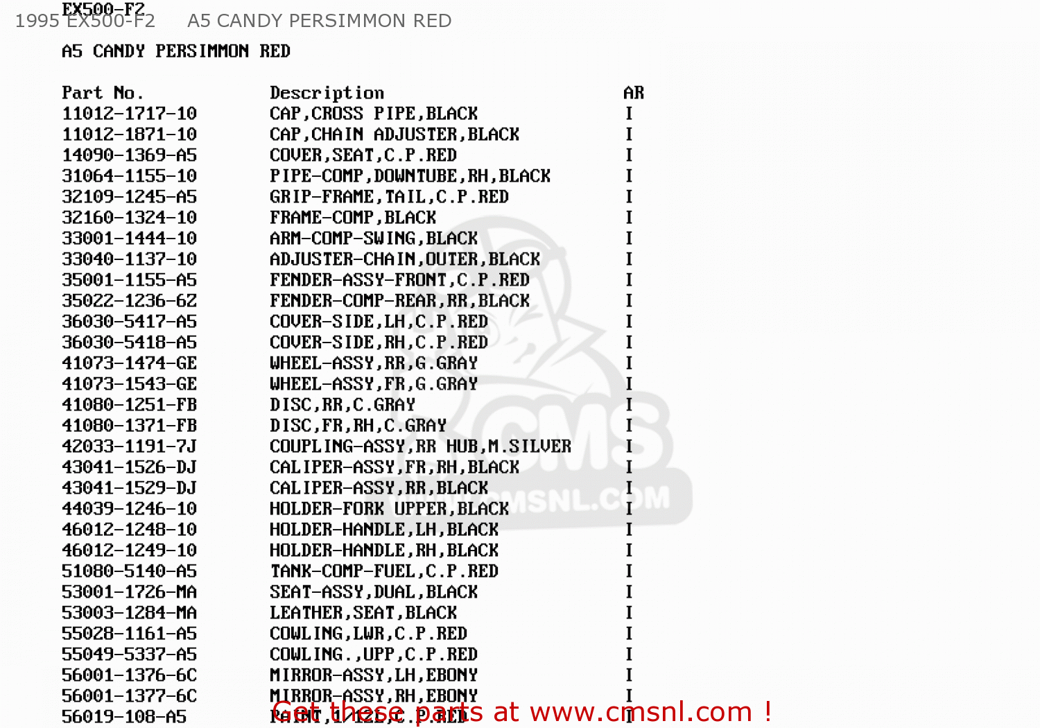 1995 EX500-F2     A5 CANDY PERSIMMON RED EX500F2 GPZ500S 1995 AUSTRIA