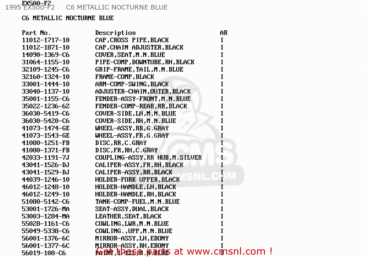 1995 EX500-F2     C6 METALLIC NOCTURNE BLUE EX500F2 GPZ500S 1995 AUSTRIA