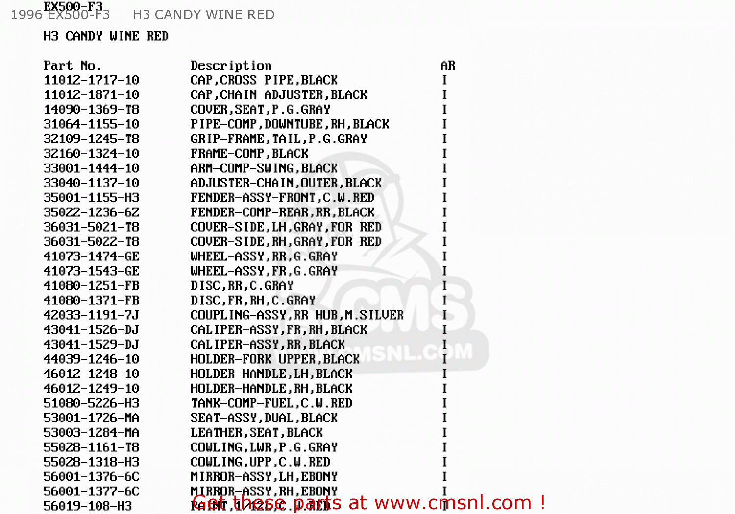 1996 EX500-F3     H3 CANDY WINE RED EX500F2 GPZ500S 1995 AUSTRIA