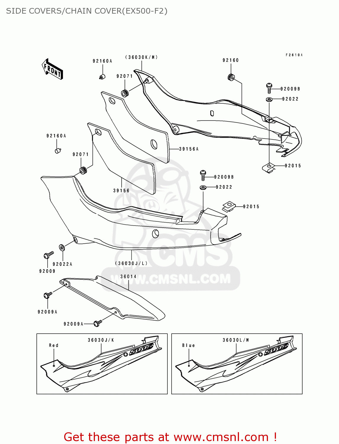 SIDE COVERS/CHAIN COVER(EX500-F2) EX500F2 GPZ500S 1995 AUSTRIA