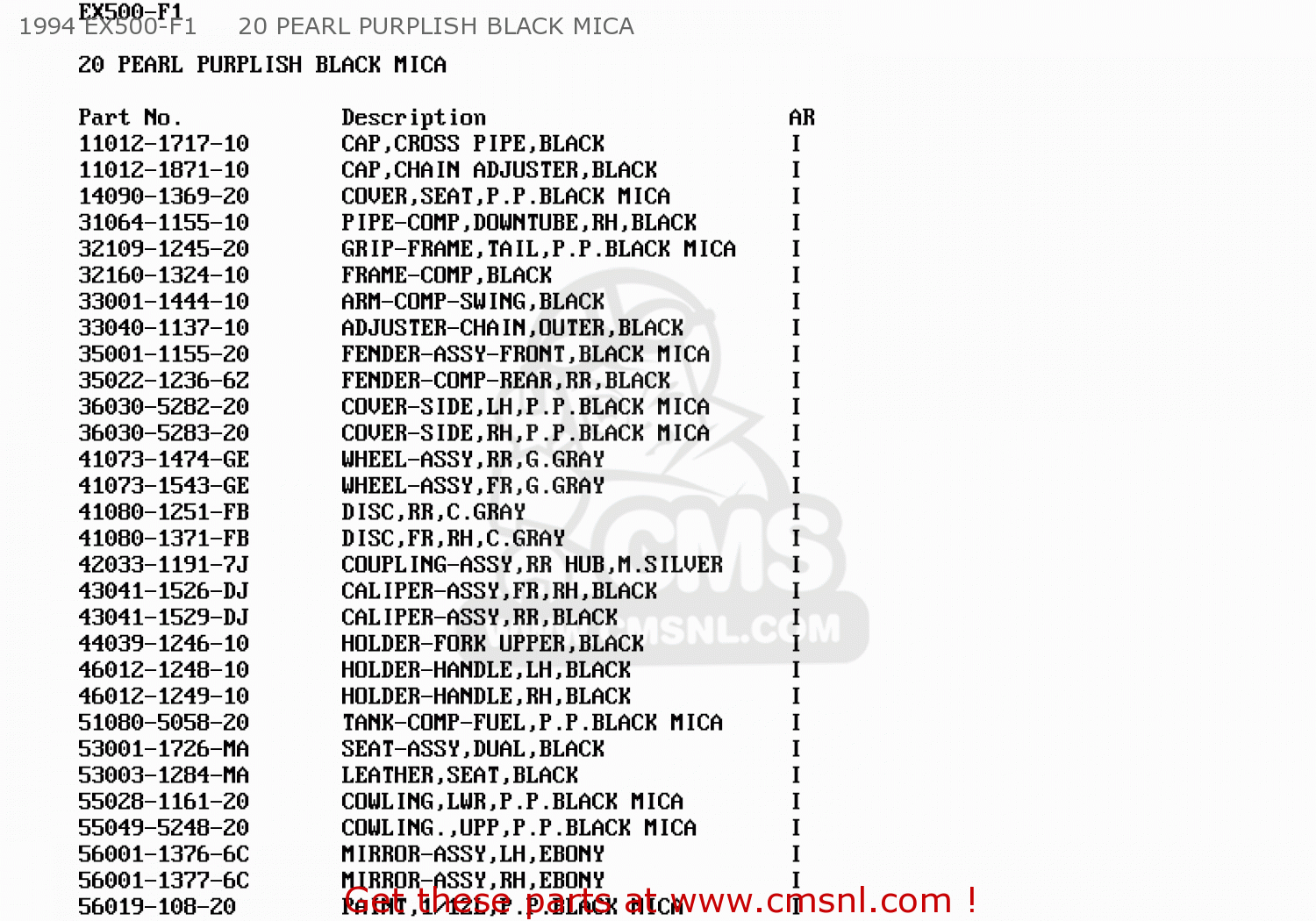 1994 EX500-F1     20 PEARL PURPLISH BLACK MICA EX500F3 GPZ500S 1996 AUSTRIA