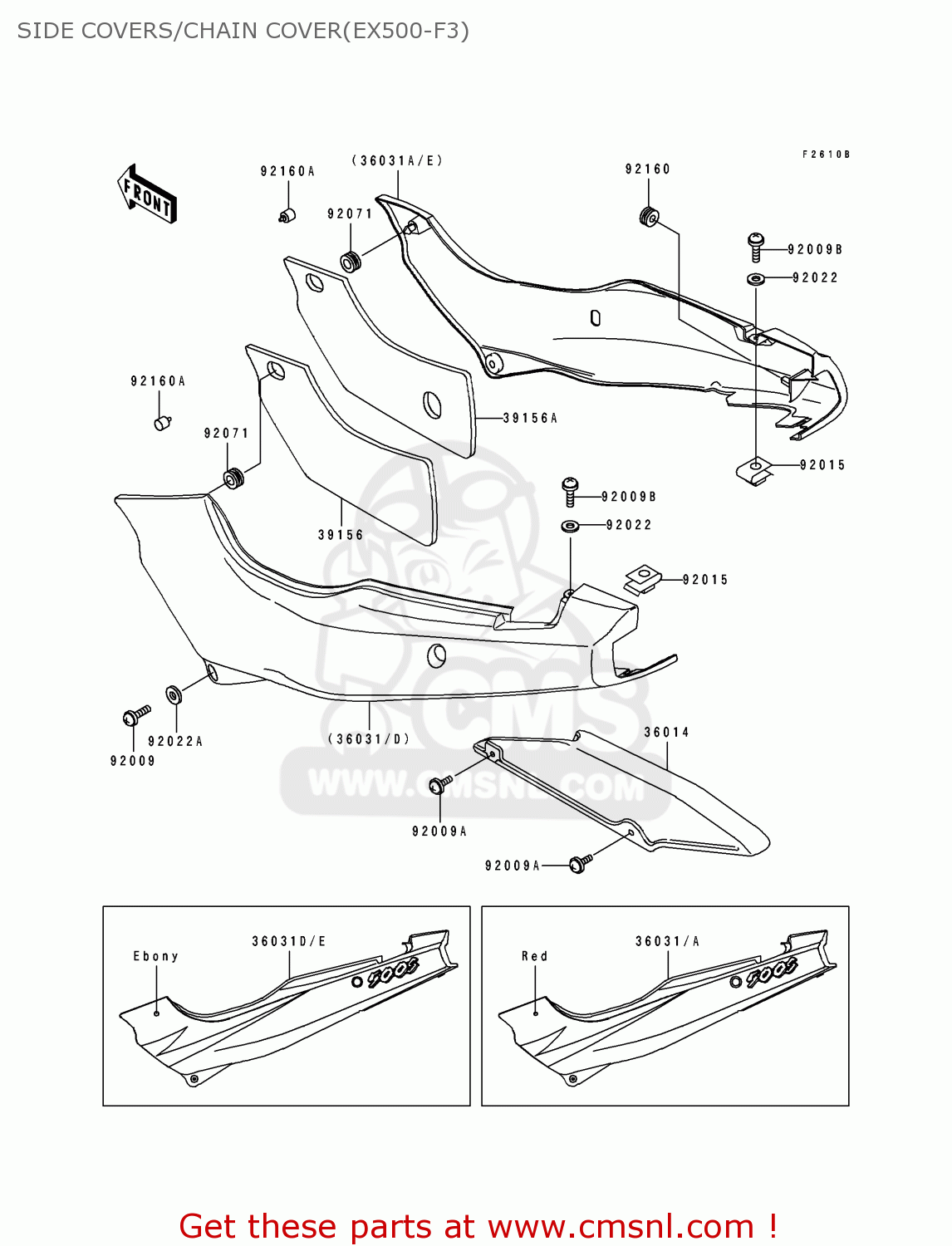 SIDE COVERS/CHAIN COVER(EX500-F3) EX500F3 GPZ500S 1996 AUSTRIA